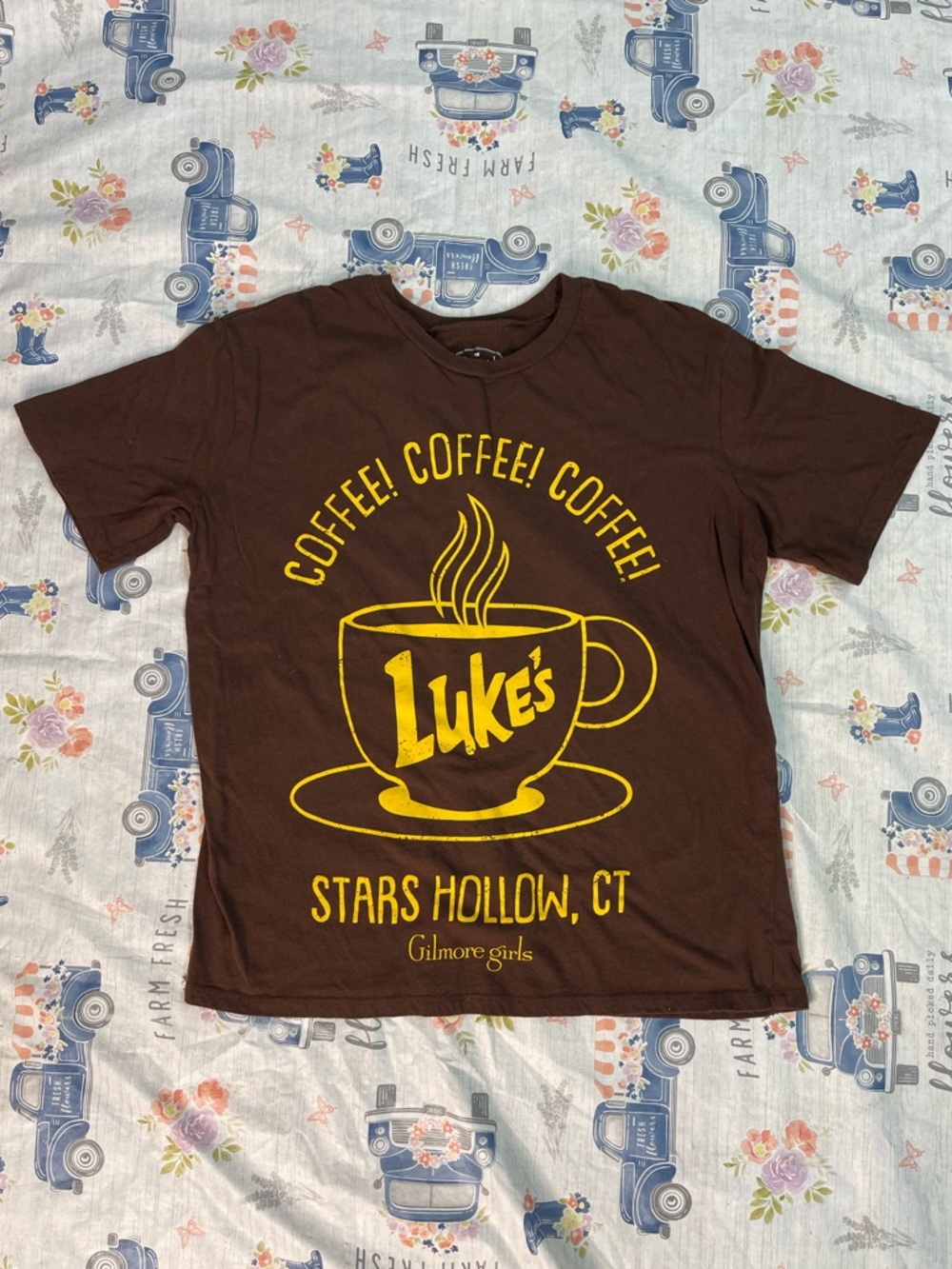 Gilmore Girls “Luke’s Coffee” Graphic Tee – Brown NWOT Large ☕
